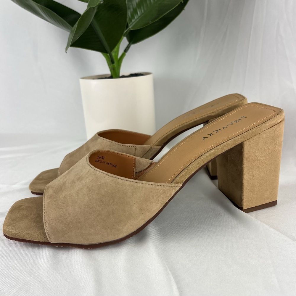 LISA‎ AND VICKY Womens Faux Suede Open Toe Blocky Heel Size 10